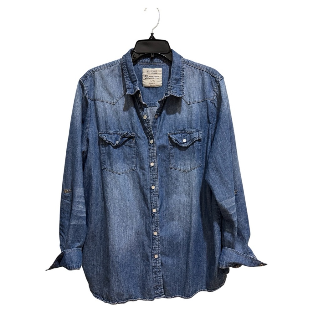 Vintage Bluenotes Blue Denim Snap-Up Boyfriend Fit Shirt Sz XL